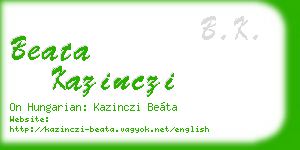 beata kazinczi business card